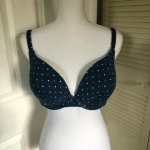CACIQUE polka dot cotton boost plunge bra 42C